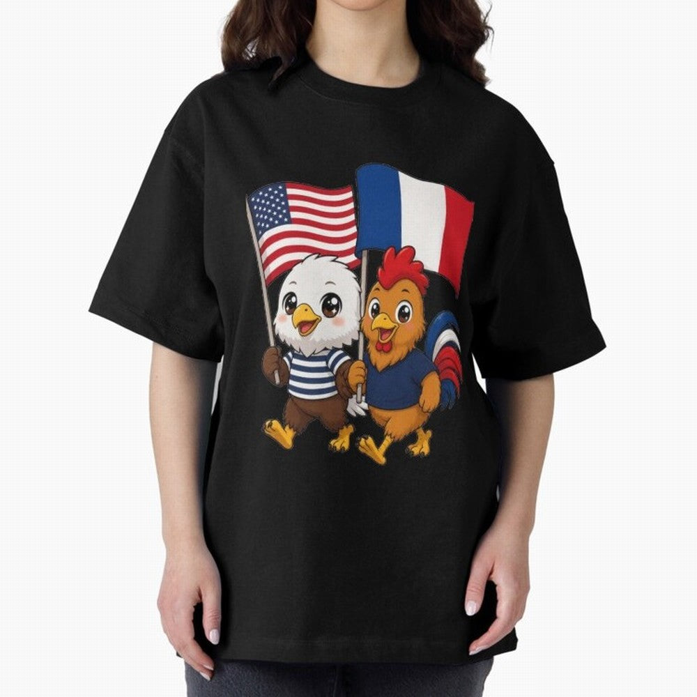 The American eagle and its friend, the French rooster Classic T-Shirt Honor Champions and Dreams in FIFA World Cup 2026 USA Canada Mexico Built around Mbappe and Neymar, Germany Energy, Vintage Soccer Flavor, Modern Football Stars, National Flags