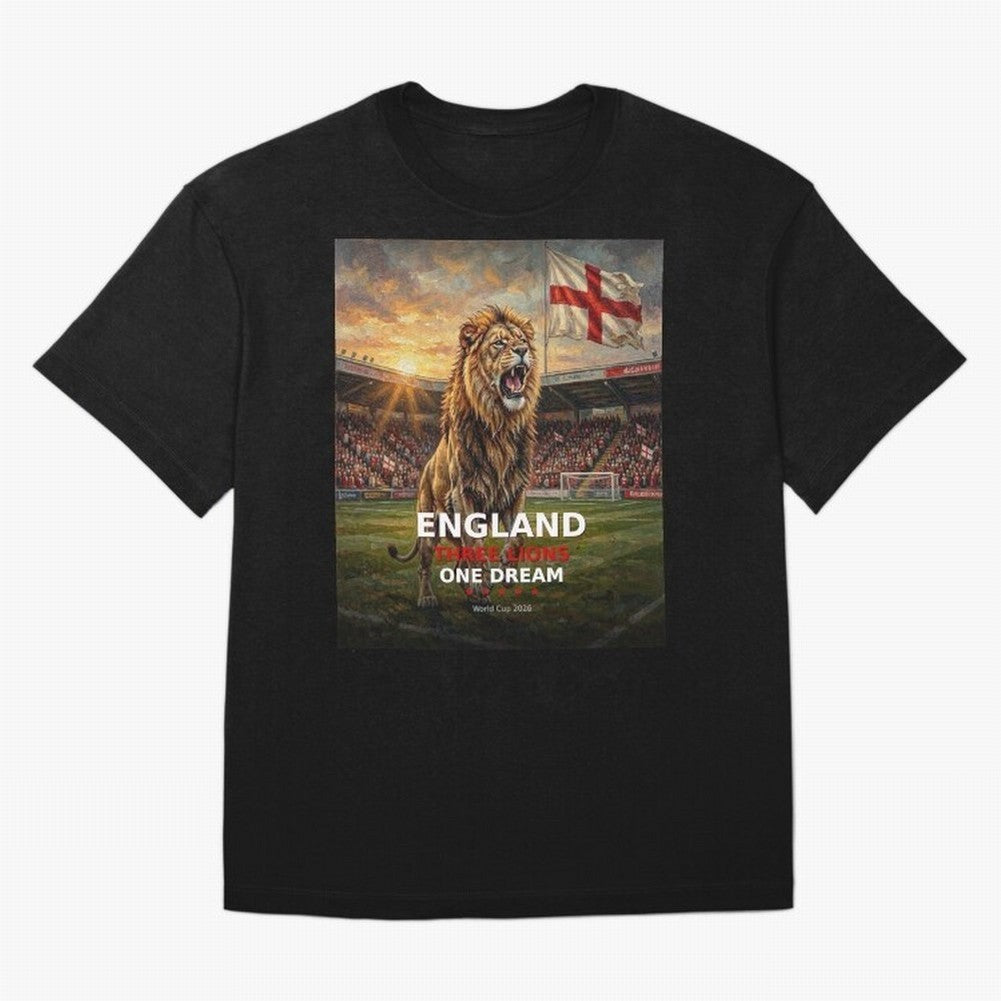 England Three Lions One Dream - World Cup 2026 Soccer Fan Tee Classic T-Shirt Share the Excitement of FIFA World Cup 2026 USA Canada Mexico Spirit, Filled with England, France and Netherlands, Mbappe and Neymar, Vintage Soccer Flavor, Modern
