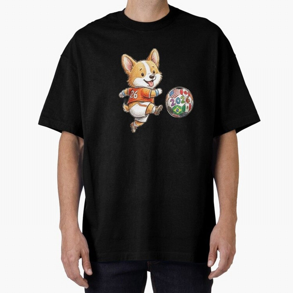 Cute Corgi Soccer Striker - 2026 World Cup Orange Jersey Classic T-Shirt Celebrate Football Heritage in FIFA World Cup 2026 Group Stage for Fans of Messi and Cristiano Ronaldo and Spain, Bringing Football Festival Excitement, Trophy Ambitions,
