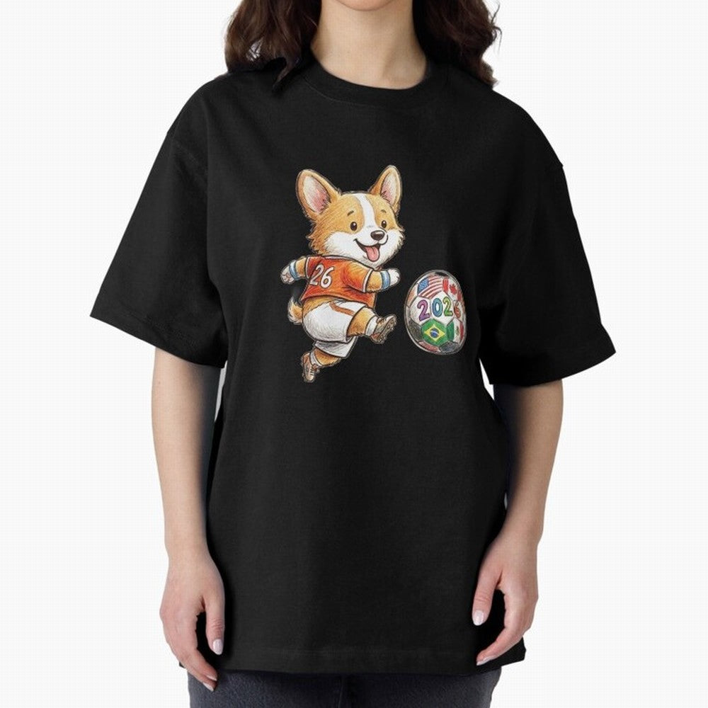 Cute Corgi Soccer Striker - 2026 World Cup Orange Jersey Classic T-Shirt Celebrate Football Heritage in FIFA World Cup 2026 Group Stage for Fans of Messi and Cristiano Ronaldo and Spain, Bringing Football Festival Excitement, Trophy Ambitions,