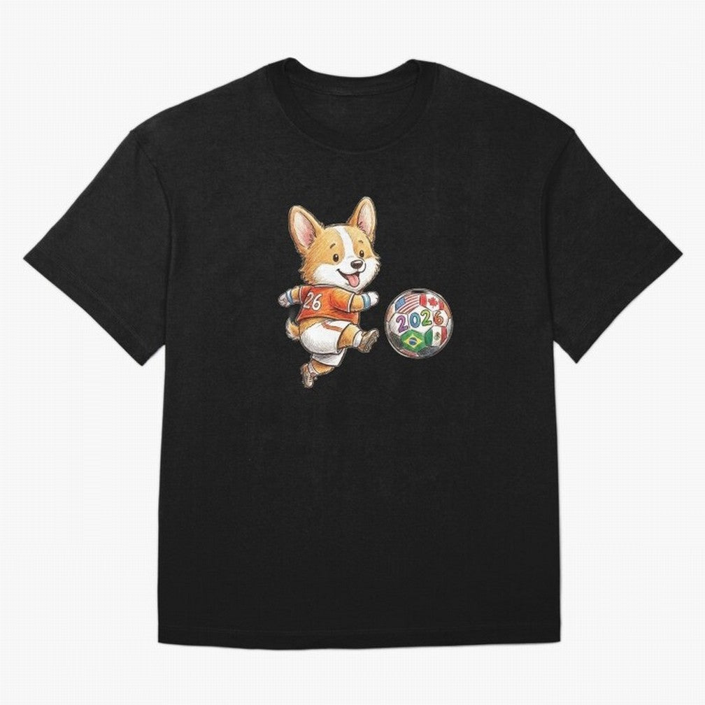 Cute Corgi Soccer Striker - 2026 World Cup Orange Jersey Classic T-Shirt Celebrate Football Heritage in FIFA World Cup 2026 Group Stage for Fans of Messi and Cristiano Ronaldo and Spain, Bringing Football Festival Excitement, Trophy Ambitions,