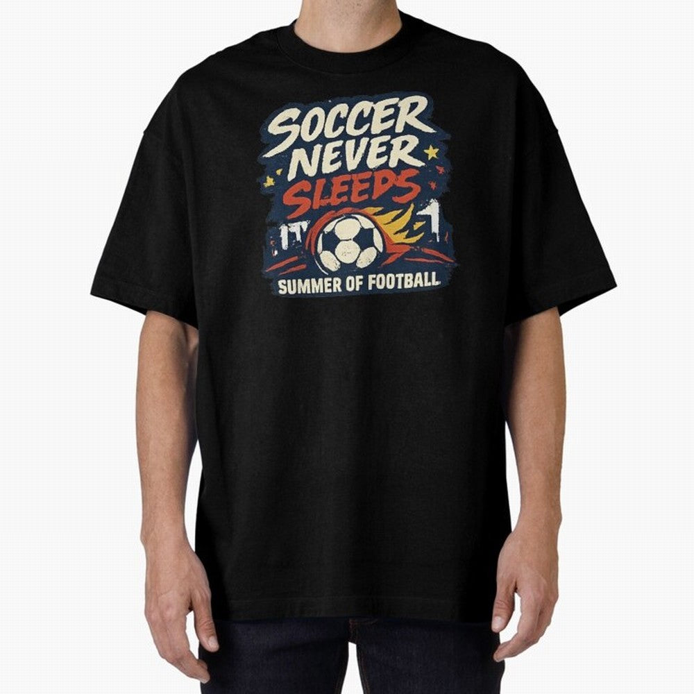 Soccer Never Sleeps Summer of Football Vintage Soccer Fan Tee Classic T-Shirt Follow the Final Road of the FIFA World Cup 2026 USA Canada Mexico Journey through Neymar, Haaland and Cristiano Ronaldo Highlights, Portugal, Spain and Germany Pride,