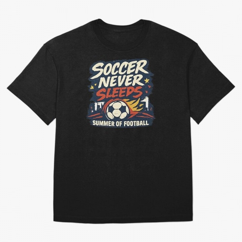 Soccer Never Sleeps Summer of Football Vintage Soccer Fan Tee Classic T-Shirt Follow the Final Road of the FIFA World Cup 2026 USA Canada Mexico Journey through Neymar, Haaland and Cristiano Ronaldo Highlights, Portugal, Spain and Germany Pride,