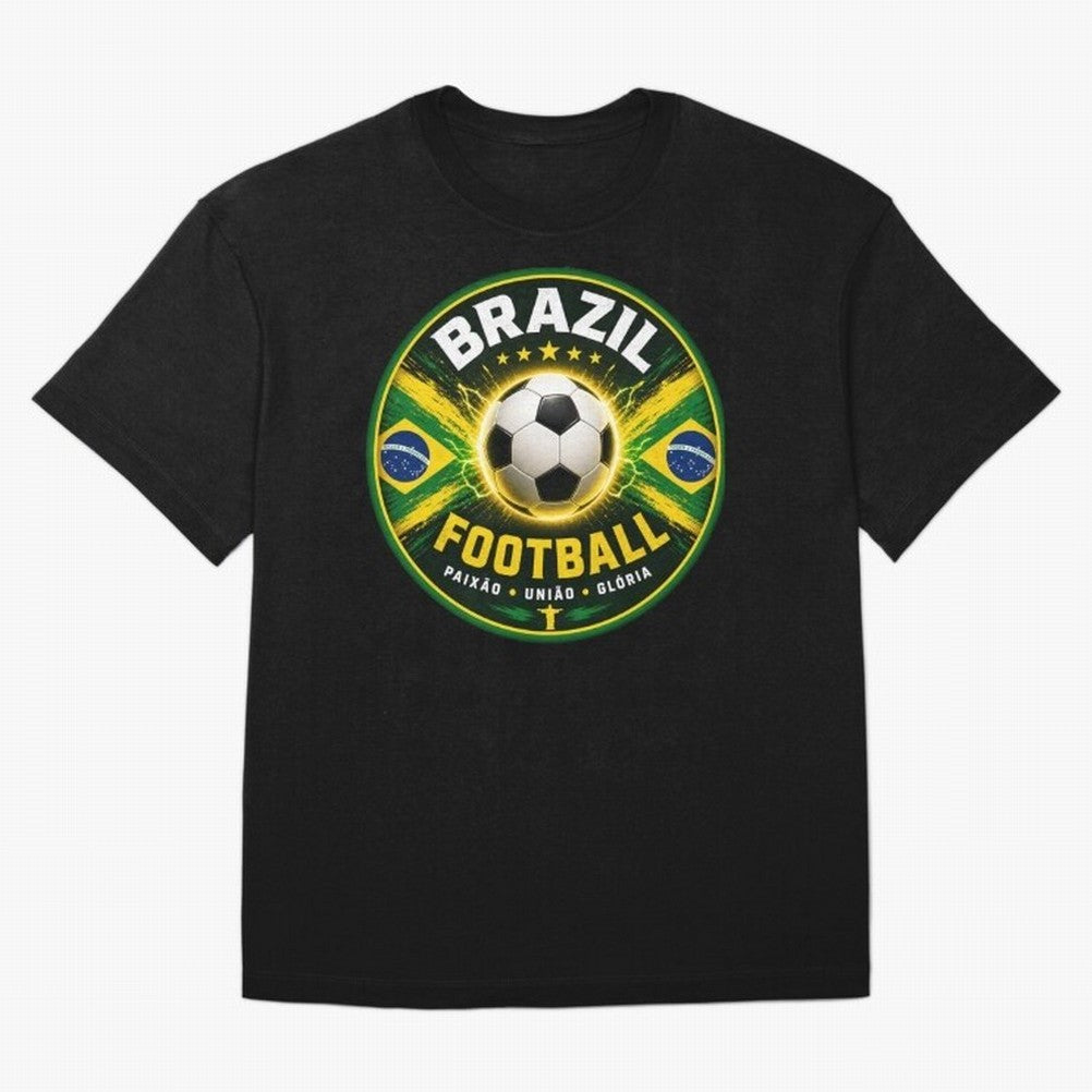 Elegant Brazil Football Emblem Classic T-Shirt Capture Stadium Memories from the FIFA World Cup 2026 Group Stage Journey through Messi, Neymar and Mbappe Highlights, Argentina Pride, Champion Mindset, Group Stage Buzz, Knockout Tension and