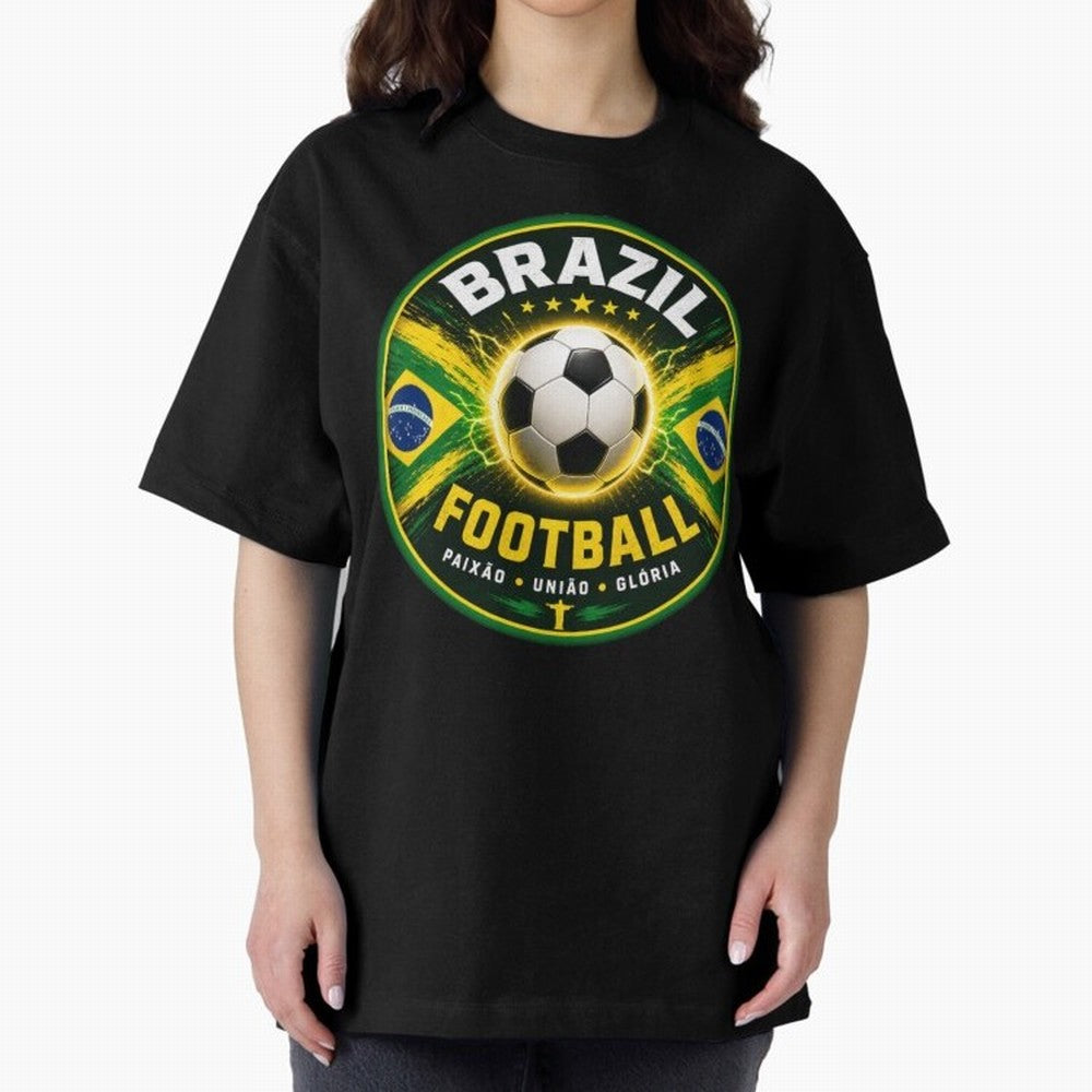 Elegant Brazil Football Emblem Classic T-Shirt Capture Stadium Memories from the FIFA World Cup 2026 Group Stage Journey through Messi, Neymar and Mbappe Highlights, Argentina Pride, Champion Mindset, Group Stage Buzz, Knockout Tension and
