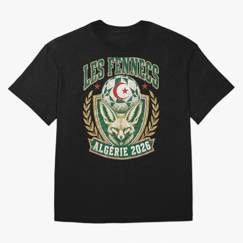 Les Fennecs Alg¨¦rie 2026 World Cup Soccer T-Shirt Classic T-Shirt Experience FIFA World Cup 2026 Group Stage Driven by Messi and Cristiano Ronaldo, Portugal, Spain and Germany Energy, Supporter Pride, Iconic Celebrations, Legendary Names and