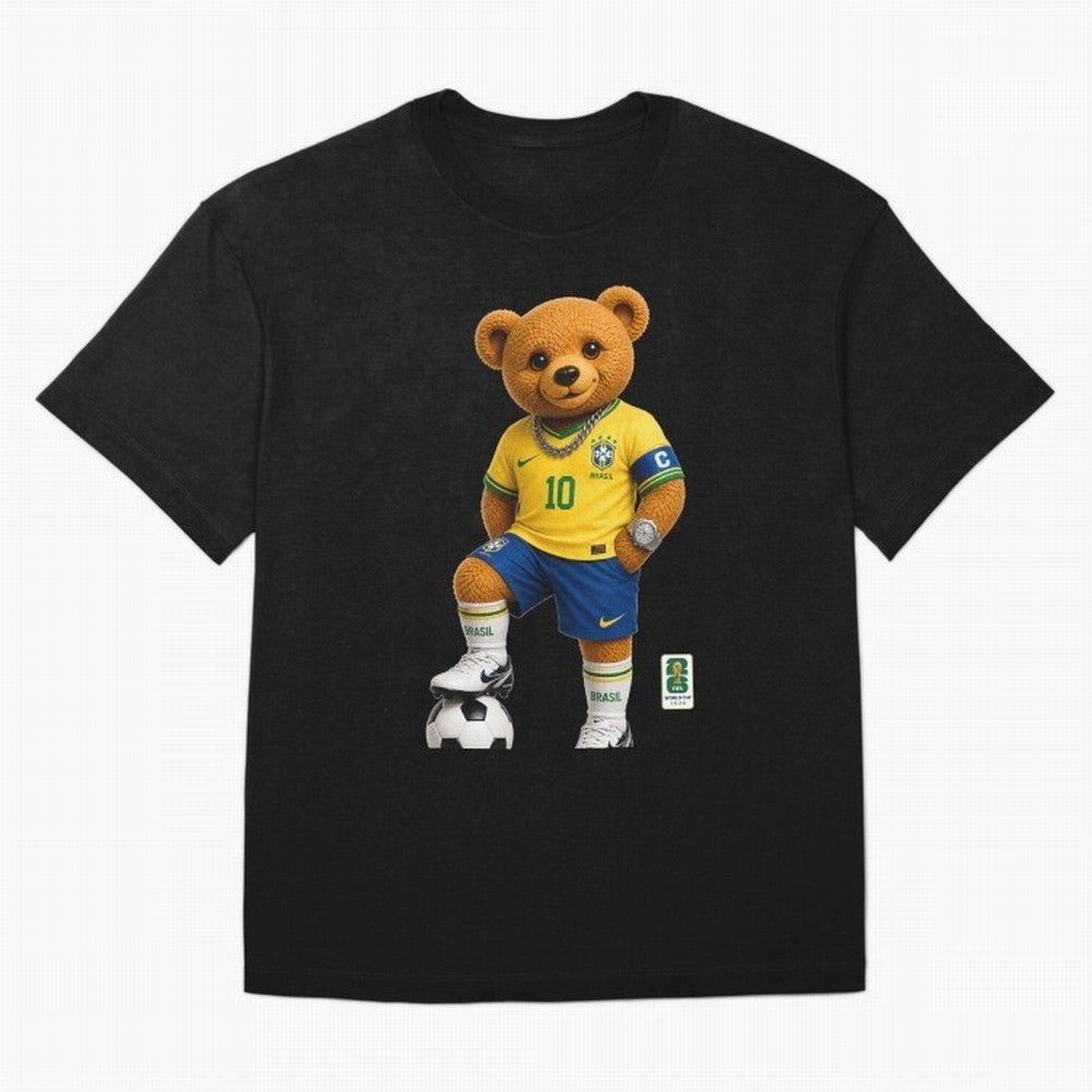 Brazil Soccer Bear World Cup Teddy Bear Classic T-Shirt Live for the Drama of FIFA World Cup 2026 USA Canada Mexico Spirit, Inspired by Argentina, France and Brazil, CR7 and Messi, Retro Football Energy, Iconic Rivalries, Trophy Chase Drama and