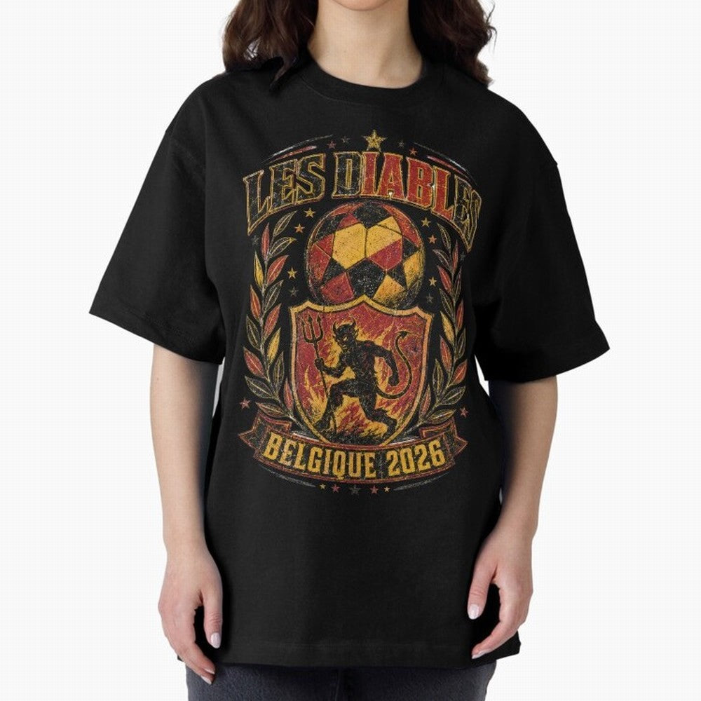 Les Diables Rouges Belgique 2026 World Cup Soccer T-Shirt Classic T-Shirt Relive the Noise and Pride of FIFA World Cup 2026 Group Stage for Fans of Haaland and Mbappe and France, Bringing Match Day Excitement, Supporter Culture, Golden Goals and
