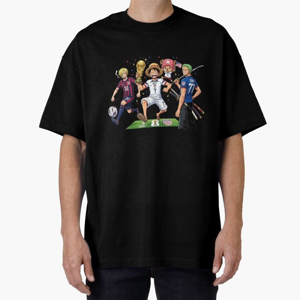 One Piece Characters Celebrating World Cup 2026 USA Classic T-Shirt Celebrate Football Heritage in the FIFA World Cup 2026 Group Stage Journey through Messi Highlights, Argentina, France and Brazil Pride, Classic Soccer Heritage, Championship