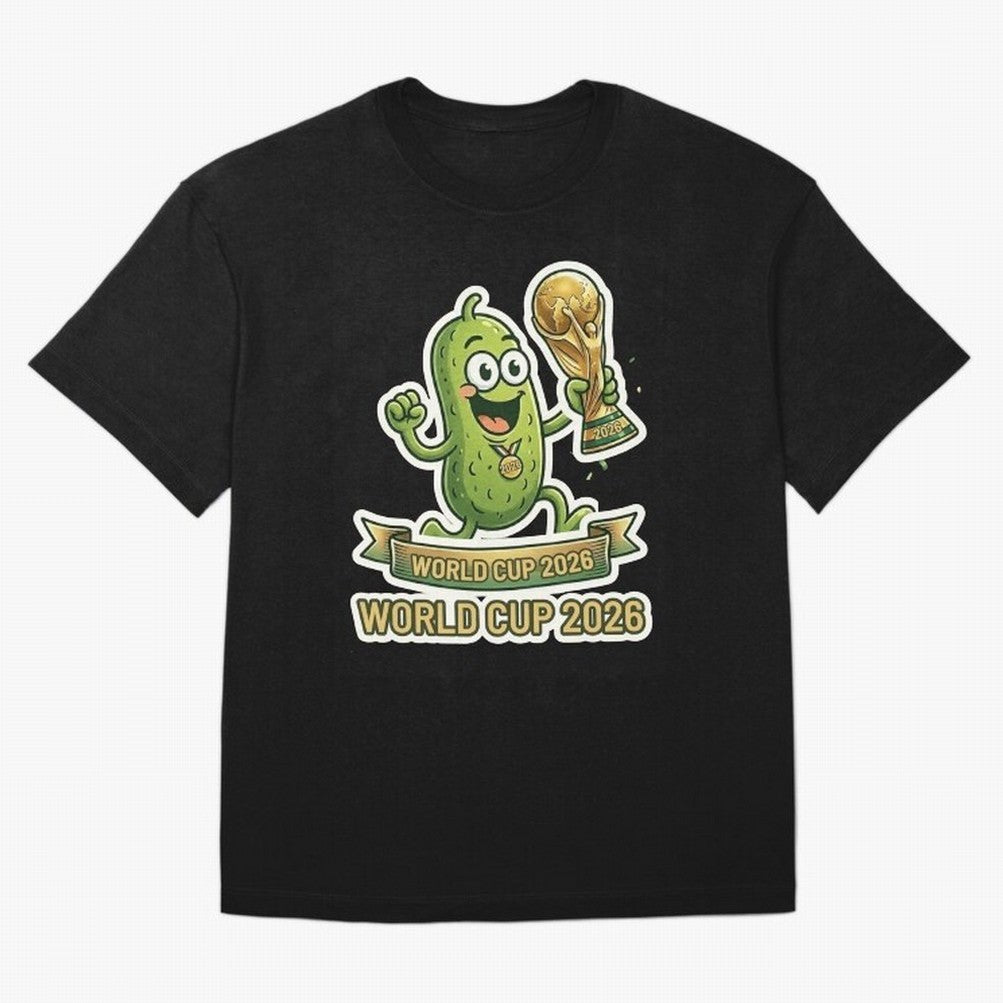 World Cup 2026 Pickle Champion Shirt ¨C Funny Soccer Pickle Mascot Holding Trophy, Cute Football Cartoon Design for Fans Sticker Mug Classic T-Shirt Represent Fans Who Live for FIFA World Cup 2026 Group Stage for Fans of Haaland and Mbappe and