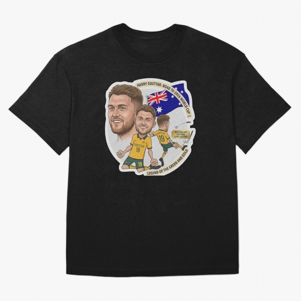 Harry Souttar Australia Football Legend Cartoon Illustration Classic T-Shirt Upgrade FIFA World Cup 2026 Connected to CR7, England Energy, Classic Soccer Heritage, Championship Pressure, Fan Loyalty and International Pride; Perfect for People Who