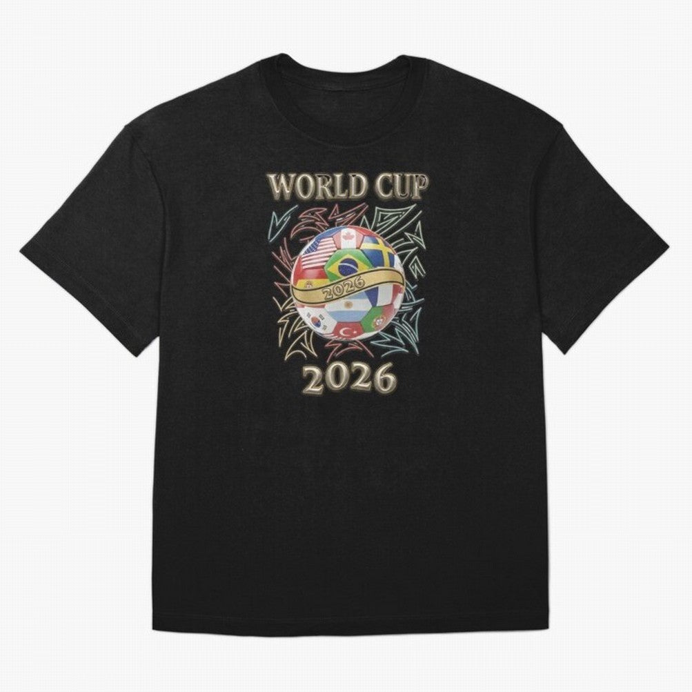2026 World Cup Soccer Ball Flags - Global Football Championship Celebration Classic T-Shirt Step into FIFA World Cup 2026 USA Canada Mexico for Fans of Mbappe and England, Bringing Goal Celebration Energy, Supporter Heritage, Football Icons and