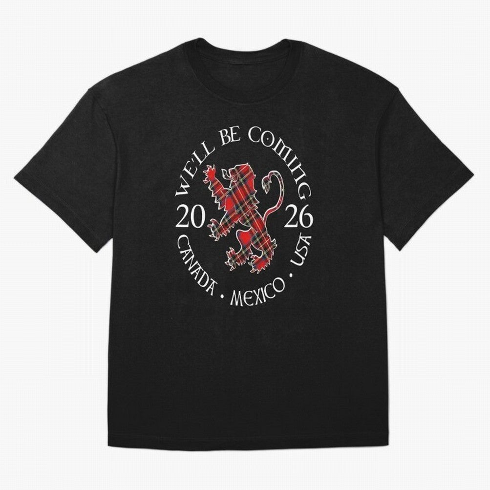 We'll be Coming Scotland Football Tee Scottish World Cup Classic T-Shirt Show Championship Spirit for Match Day Hype around FIFA World Cup 2026 Group Stage, Neymar, Haaland and Cristiano Ronaldo, Argentina, Retro Football Energy, Iconic Rivalries,