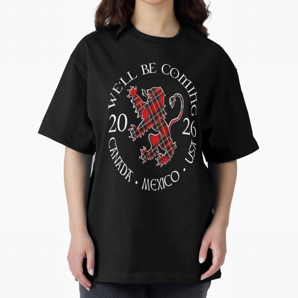 We'll be Coming Scotland Football Tee Scottish World Cup Classic T-Shirt Show Championship Spirit for Match Day Hype around FIFA World Cup 2026 Group Stage, Neymar, Haaland and Cristiano Ronaldo, Argentina, Retro Football Energy, Iconic Rivalries,