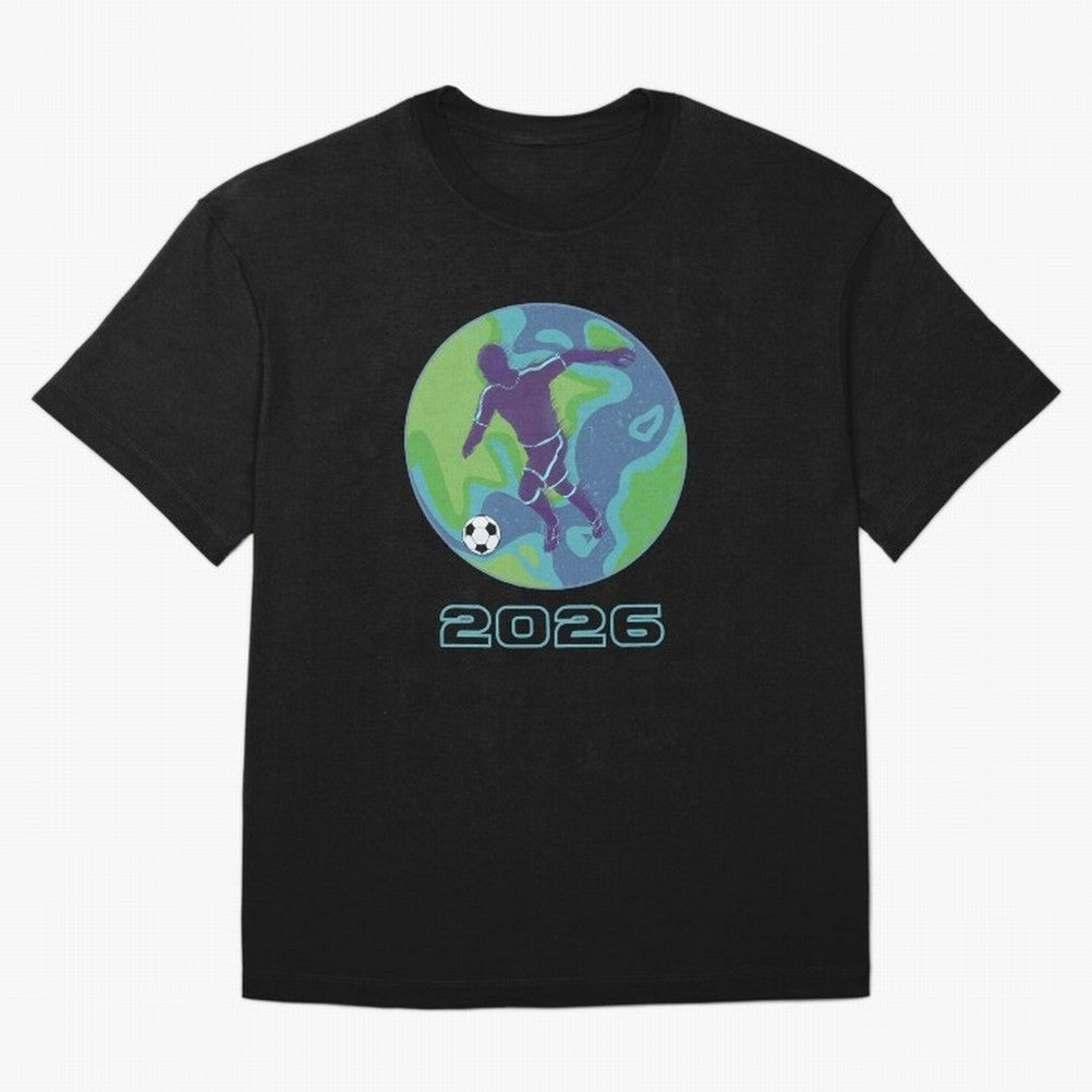 Soccer world 2026 Oversized T-Shirt Carry Global Football Passion for FIFA World Cup 2026, Celebrating CR7 and Messi, France and Portugal, Vintage Soccer Flavor, Modern Football Stars, National Flags and Final Night Emotion; Made for Die Hard