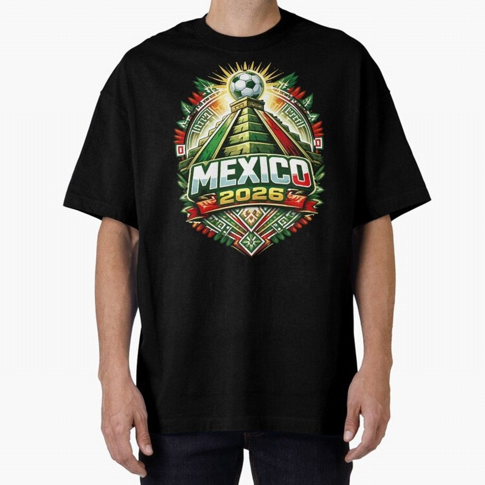 Mexico Soccer 2026 Art Oversized T-Shirt Fuel Your Fan Pride for FIFA World Cup 2026 Spirit, Featuring Portugal, Haaland and Mbappe, Supporter Pride, Iconic Celebrations, Legendary Names and Global Match Day Energy; Made for Collectors Who Enjoy