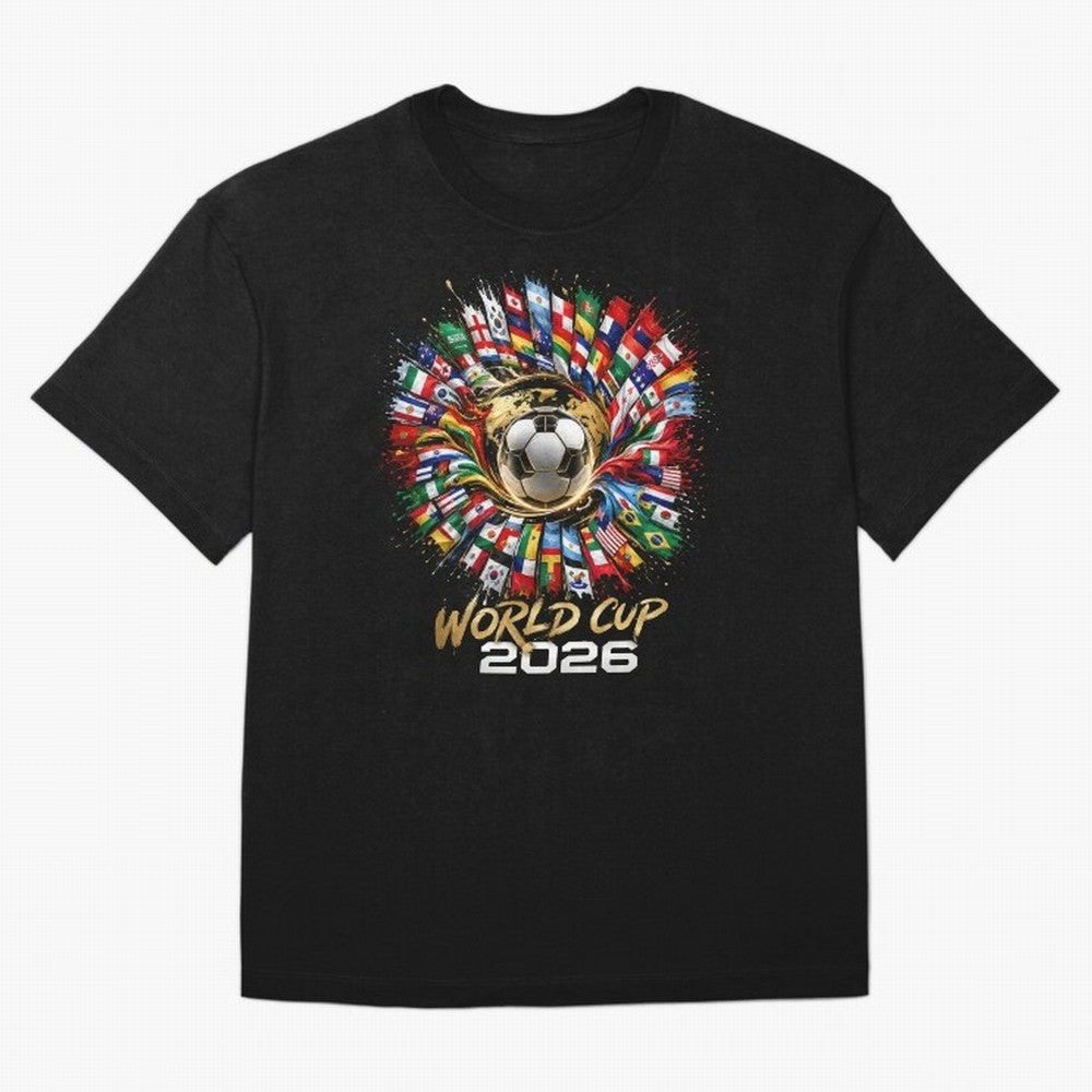 World Cup 2026 Flag Fusion Football T-Shirt Oversized T-Shirt Honor Champions and Dreams in FIFA World Cup 2026 Group Stage Spirit, Celebrating Brazil, Portugal and Argentina, Mbappe and Neymar, Supporter Pride, Iconic Celebrations, Legendary Names