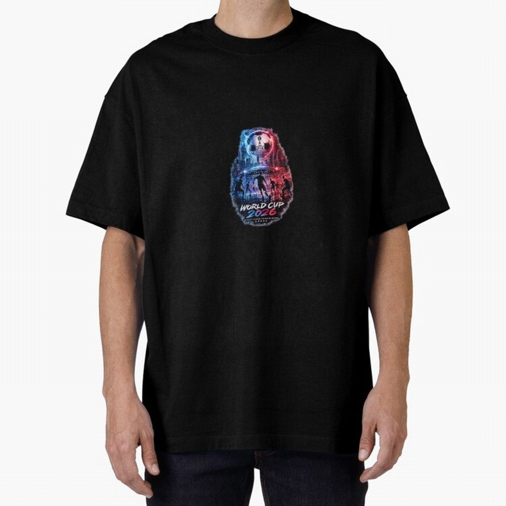 Copy of World Cup 2026 ¨C United Passion ?? | Neon Football Design Oversized T-Shirt Bring Champion Energy into the FIFA World Cup 2026 Journey through Messi Highlights, England and Germany Pride, Retro Football Energy, Iconic Rivalries, Trophy