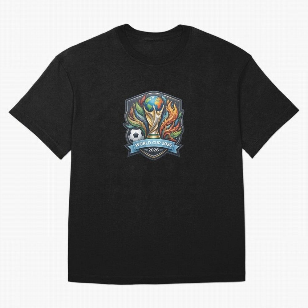 World Cup 2026 Football Crest - Retro Vintage Sticker Oversized T-Shirt Celebrate Rivalries and Pride in FIFA World Cup 2026 USA Canada Mexico for Fans of Messi and Cristiano Ronaldo and Argentina, Bringing Football History, Final Match Energy,