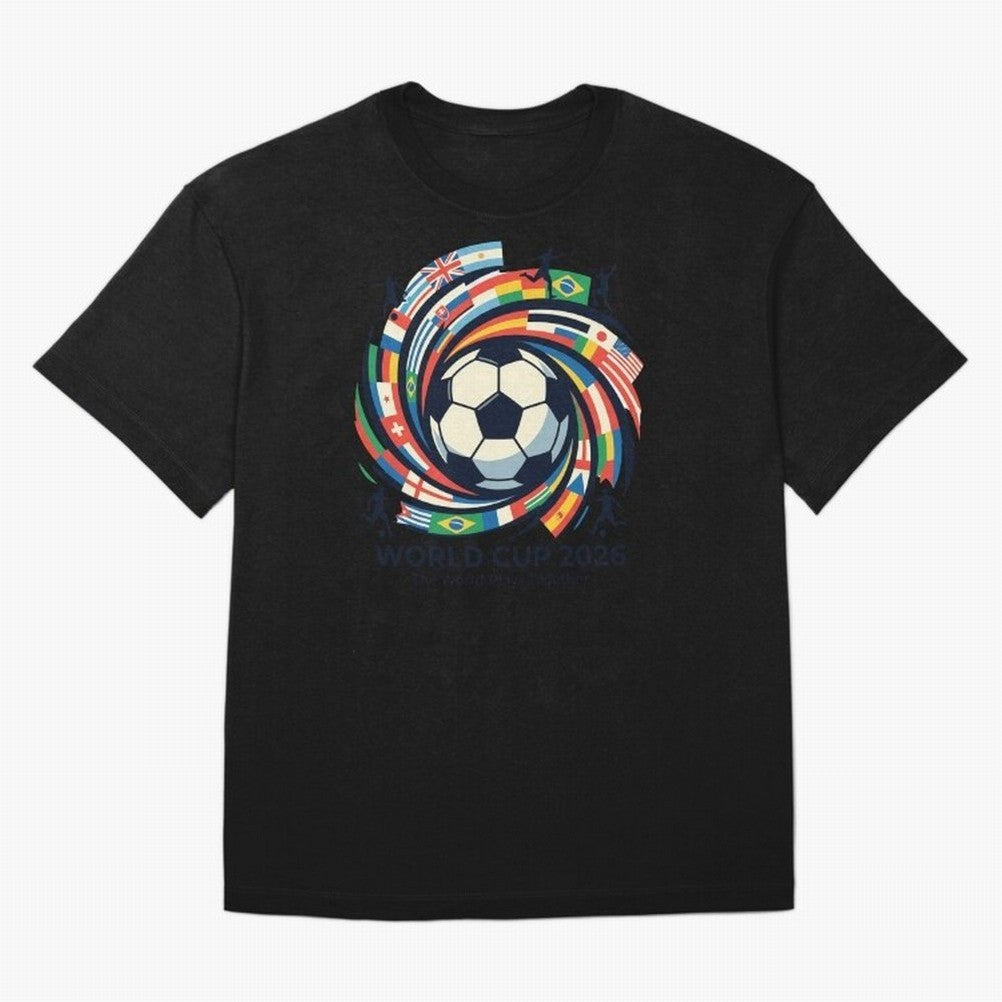 2D World Cup 2026 Football Spiral Flag Design T-Shirt Oversized T-Shirt Show Support during Match Day Hype around FIFA World Cup 2026 USA Canada Mexico, Cristiano Ronaldo, Haaland and CR7, Brazil, Game Day Rituals, Football Legends, Country Pride