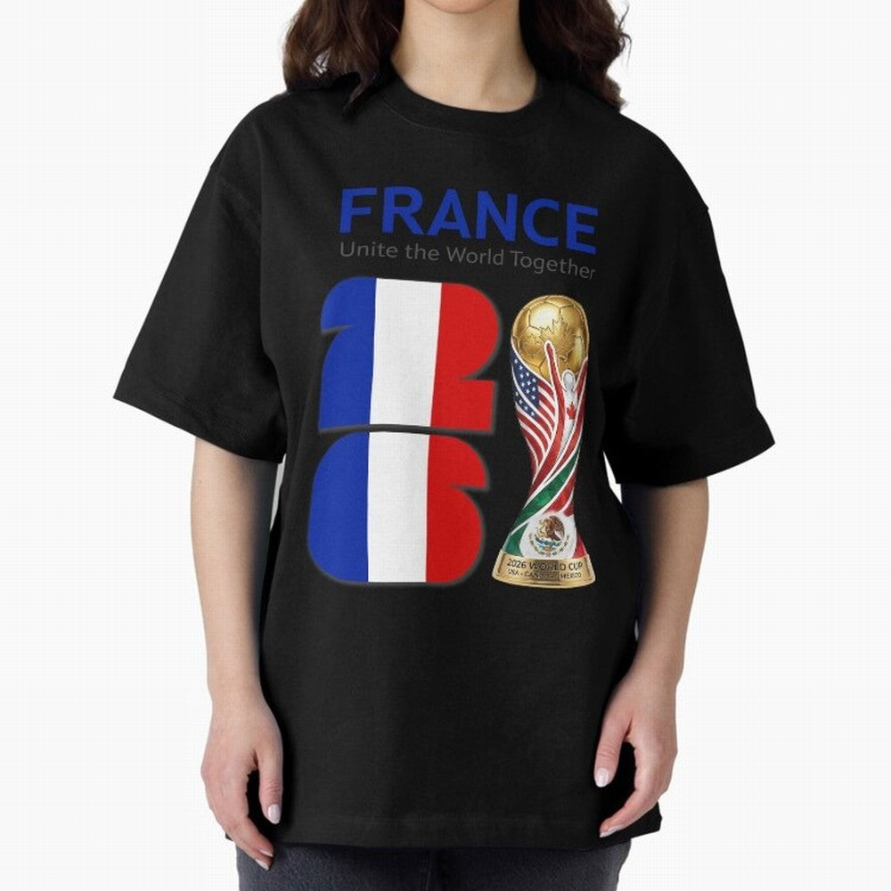 World Cup 2026, IMG 030, FRANCE 001 Oversized T-Shirt Bring Trophy Dreams to FIFA World Cup 2026 USA Canada Mexico for Fans of Mbappe and Germany, Bringing Champion Mindset, Group Stage Buzz, Knockout Tension and Passionate Fan Culture; Perfect for