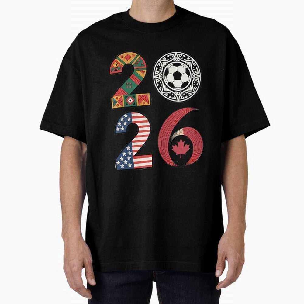 2026 Football Countries Design Usa Canada Mexico Inspired Oversized T-Shirt Carry the Colors and Pride of Match Day Hype around FIFA World Cup 2026 USA Canada Mexico, Messi and Cristiano Ronaldo, Brazil, Champion Mindset, Group Stage Buzz, Knockout