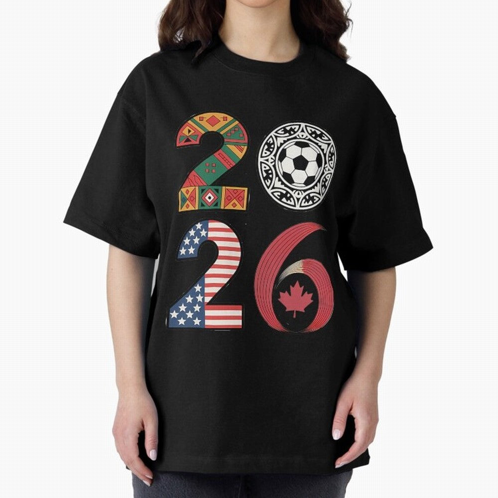 2026 Football Countries Design Usa Canada Mexico Inspired Oversized T-Shirt Carry the Colors and Pride of Match Day Hype around FIFA World Cup 2026 USA Canada Mexico, Messi and Cristiano Ronaldo, Brazil, Champion Mindset, Group Stage Buzz, Knockout
