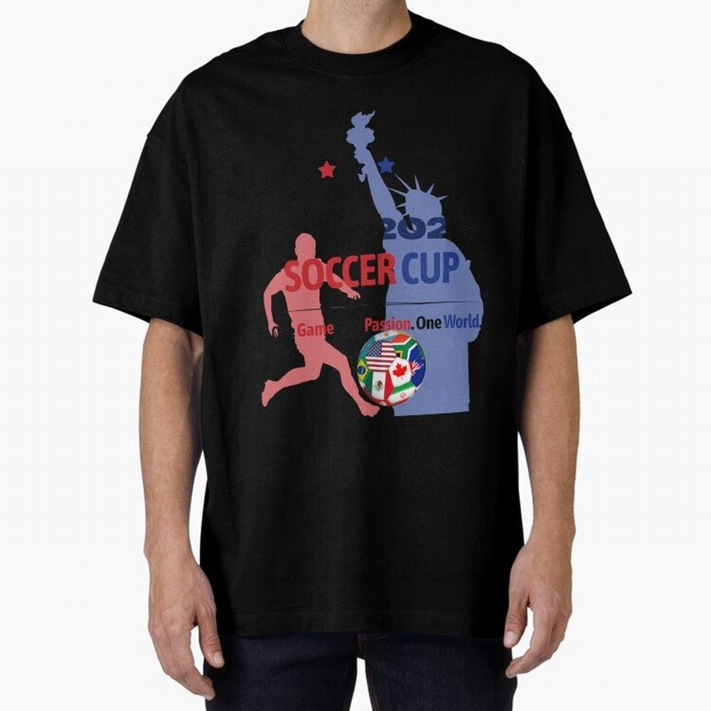 2026 Soccer Cup One Game One Passion One World Sports Fan Design Oversized T-Shirt Discover the FIFA World Cup 2026 Group Stage Journey through Mbappe and Neymar Highlights, Netherlands Pride, Football Passion, Legendary Performances, Festival