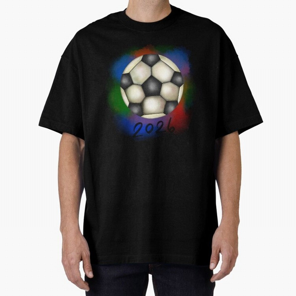 Football soccer Oversized T-Shirt Carry the Dream of FIFA World Cup 2026 Group Stage for Fans of Messi and England, Bringing Retro Football Energy, Iconic Rivalries, Trophy Chase Drama and Stadium Atmosphere; Ideal for Passionate Fans Who Love