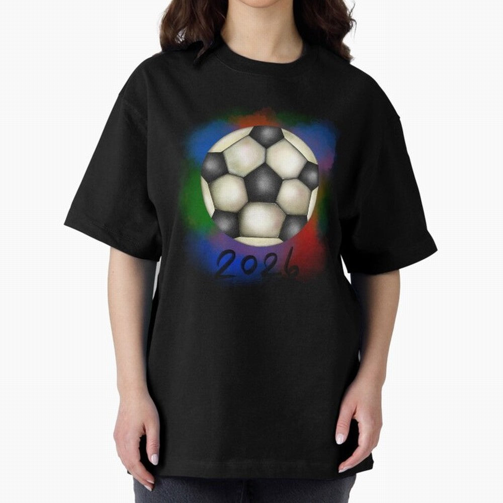 Football soccer Oversized T-Shirt Carry the Dream of FIFA World Cup 2026 Group Stage for Fans of Messi and England, Bringing Retro Football Energy, Iconic Rivalries, Trophy Chase Drama and Stadium Atmosphere; Ideal for Passionate Fans Who Love