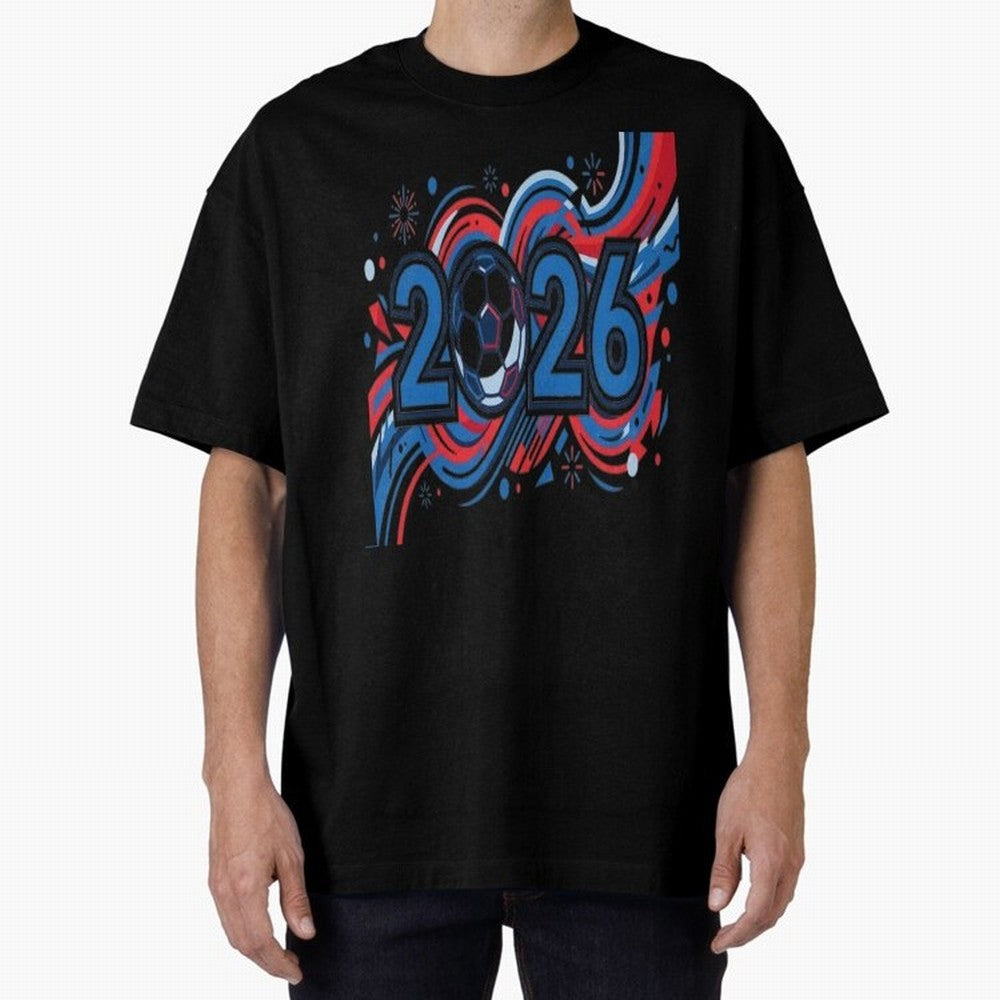 Football 2026 Oversized T-Shirt Support Iconic Players in the FIFA World Cup 2026 Journey through CR7 and Messi Highlights, England and Germany Pride, Global Supporter Spirit, Legendary Goals, National Colors and Tournament Celebration; Ideal for