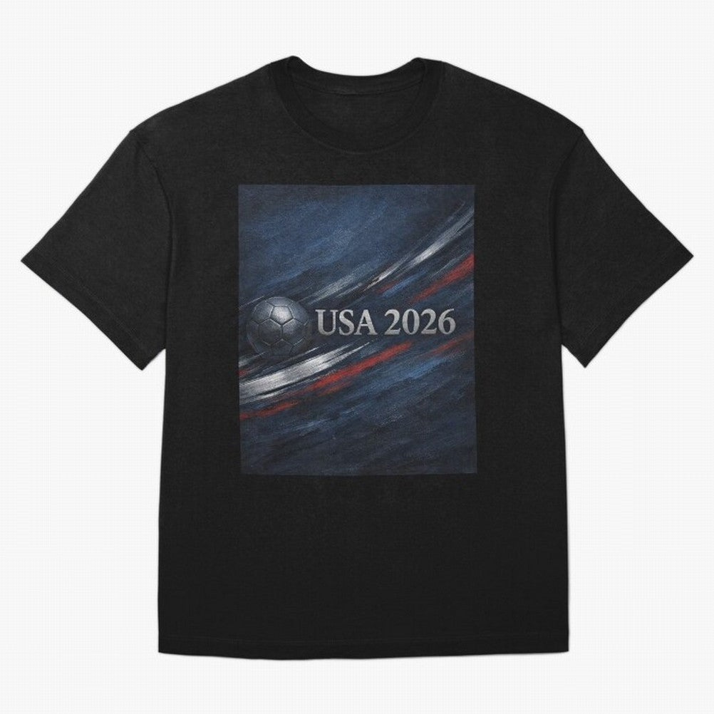 USA 2026 Soccer Design Inspired Oversized T-Shirt Celebrate Soccer Greatness during FIFA World Cup 2026 Spirit, Connected to Portugal, Mbappe, Stadium Chants, National Pride, Trophy Dreams and Unforgettable Football Memories; Ideal for Football