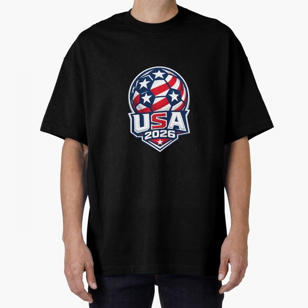 Usa 2026 World Cup - Star Spangled Soccer - American Host Fan Oversized T-Shirt Remember Iconic Moments from Global Football Passion for FIFA World Cup 2026 Group Stage, Made for Mbappe and Neymar, England, France and Netherlands, Vintage Soccer