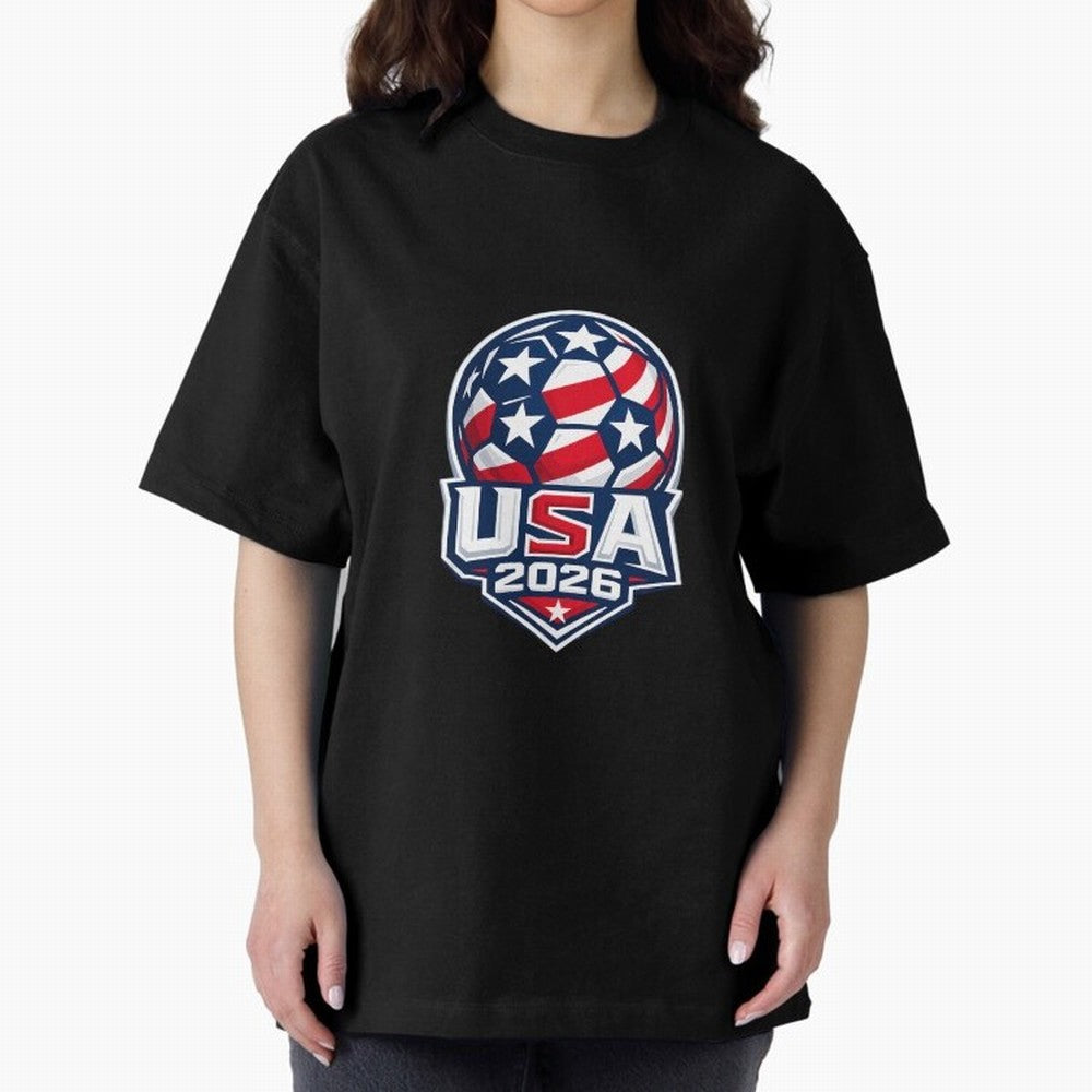Usa 2026 World Cup - Star Spangled Soccer - American Host Fan Oversized T-Shirt Remember Iconic Moments from Global Football Passion for FIFA World Cup 2026 Group Stage, Made for Mbappe and Neymar, England, France and Netherlands, Vintage Soccer