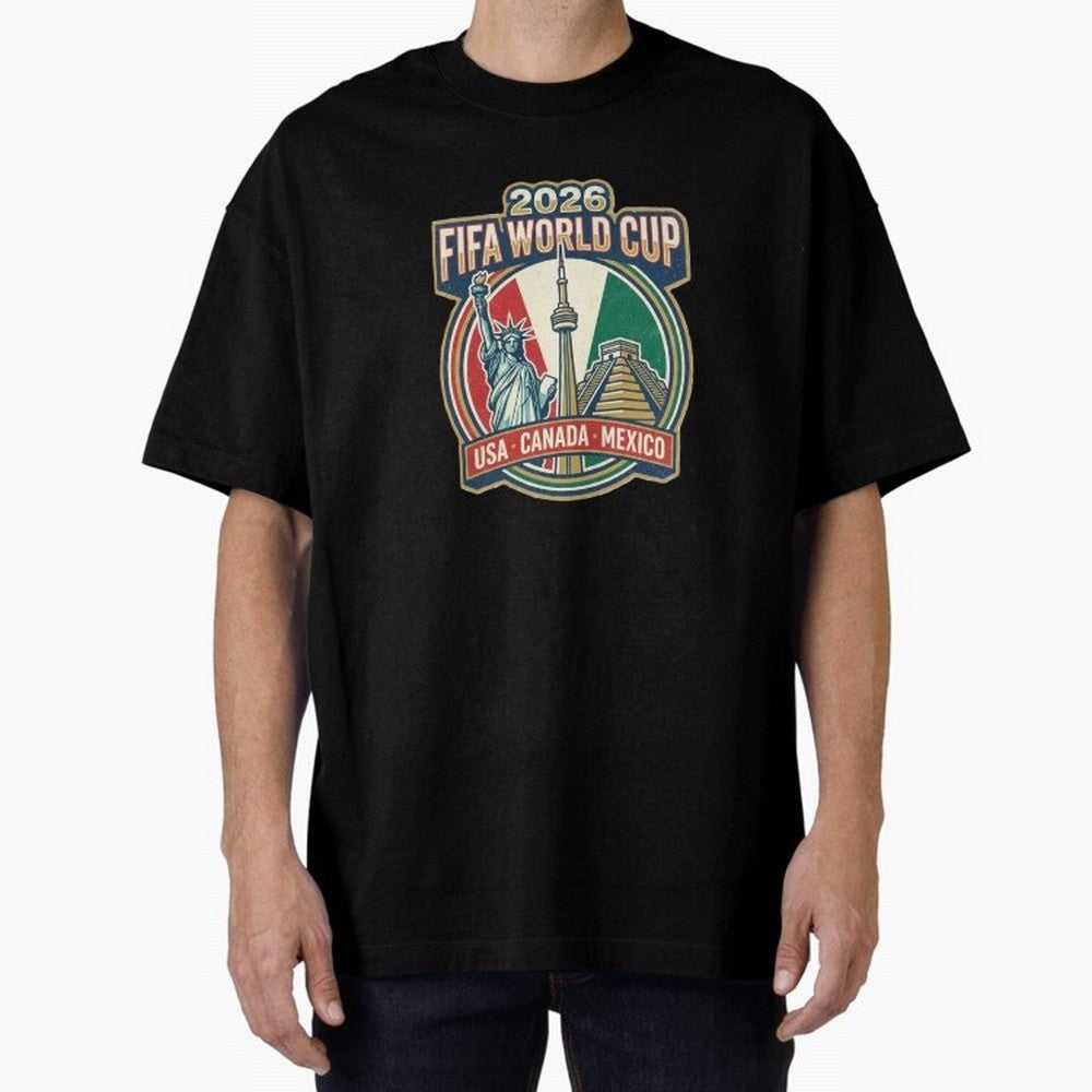 North America United Soccer 2026 Vintage Crest Oversized T-Shirt Celebrate Fan Favorites in Match Day Hype around FIFA World Cup 2026 Group Stage, Mbappe and Neymar, Spain and Netherlands, Fan Favorite Moments, National Team Passion, Big Match