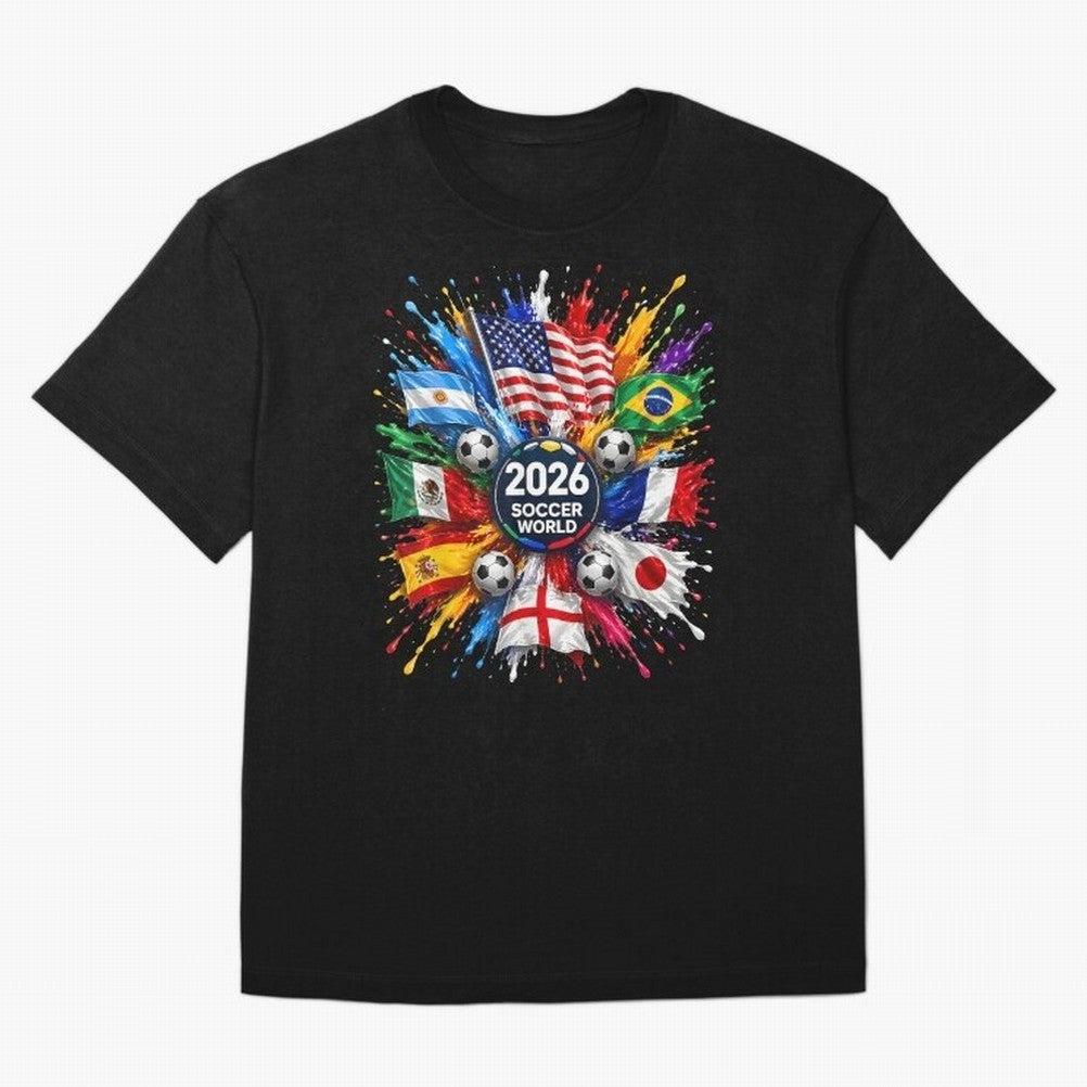 2026 Soccer World USA Flag Burst Fan Tee Oversized T-Shirt Bring Supporter Culture to Match Day Hype around FIFA World Cup 2026 USA Canada Mexico, CR7 and Messi, France and Portugal, Stadium Chants, National Pride, Trophy Dreams and Unforgettable