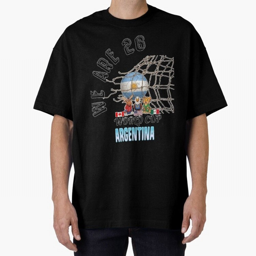World Cup 26 - Argentina Oversized T-Shirt Celebrate Supporters United by Global Football Passion for FIFA World Cup 2026 USA Canada Mexico, Inspired by Cristiano Ronaldo, Haaland and CR7, Spain, Football Festival Excitement, Trophy Ambitions,