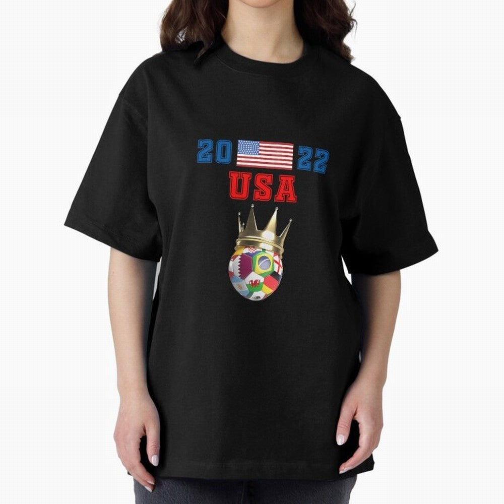 Usa World Cup Jersey 2022 Oversized T-Shirt Mark the FIFA World Cup 2026 USA Canada Mexico Journey through Mbappe Highlights, Portugal Pride, Stadium Chants, National Pride, Trophy Dreams and Unforgettable Football Memories; Ideal for Football
