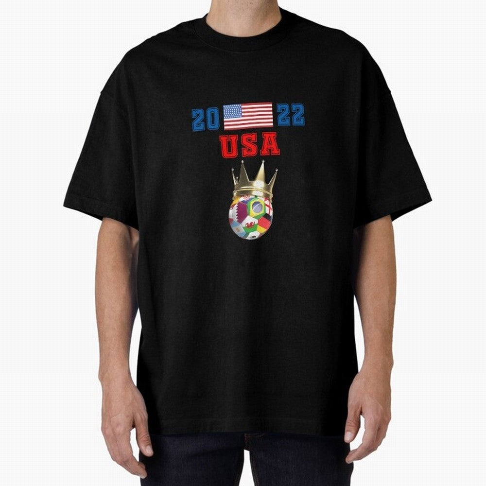 Usa World Cup Jersey 2022 Oversized T-Shirt Mark the FIFA World Cup 2026 USA Canada Mexico Journey through Mbappe Highlights, Portugal Pride, Stadium Chants, National Pride, Trophy Dreams and Unforgettable Football Memories; Ideal for Football