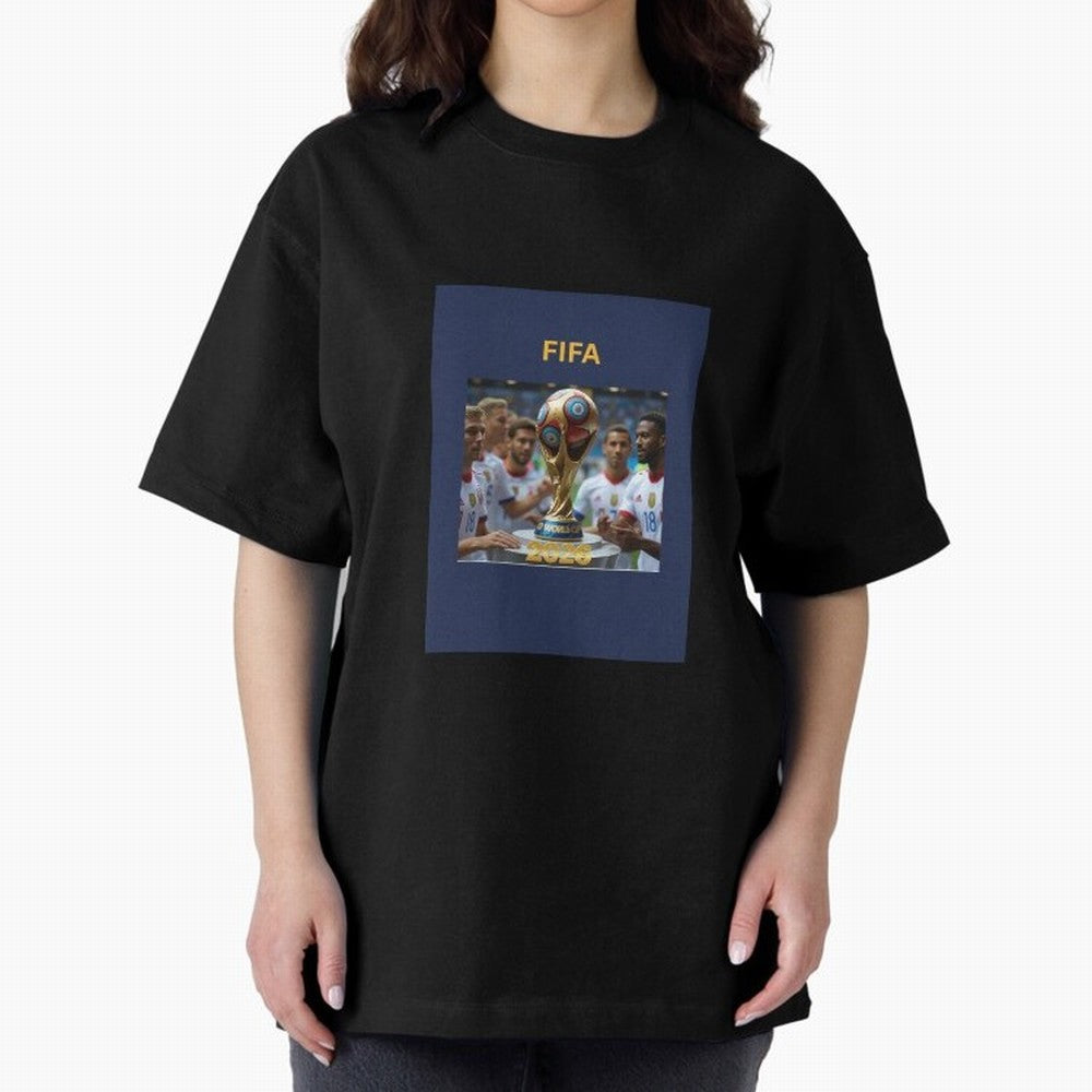 WORLD CUP FOOTBALL 2026 Oversized T-Shirt Build Global Football Passion for FIFA World Cup 2026 Group Stage, Centered on Haaland and Mbappe, England, Vintage Soccer Flavor, Modern Football Stars, National Flags and Final Night Emotion; Built for