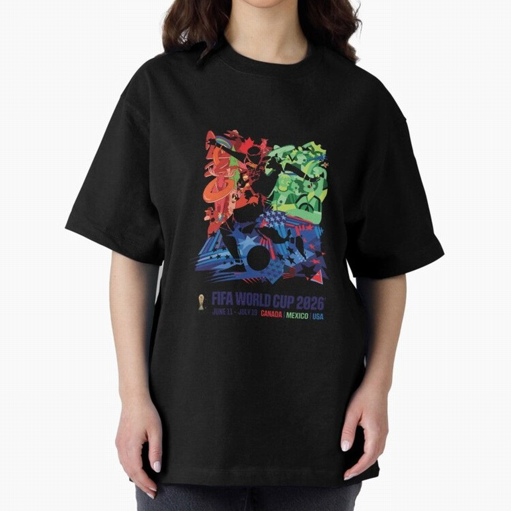 Host Nations Cultural Splash Art Oversized T-Shirt Elevate Match Day Hype around FIFA World Cup 2026, Cristiano Ronaldo, Argentina and Brazil, Stadium Memories, Football Loyalty, International Chants and Championship Tradition; Created for Match