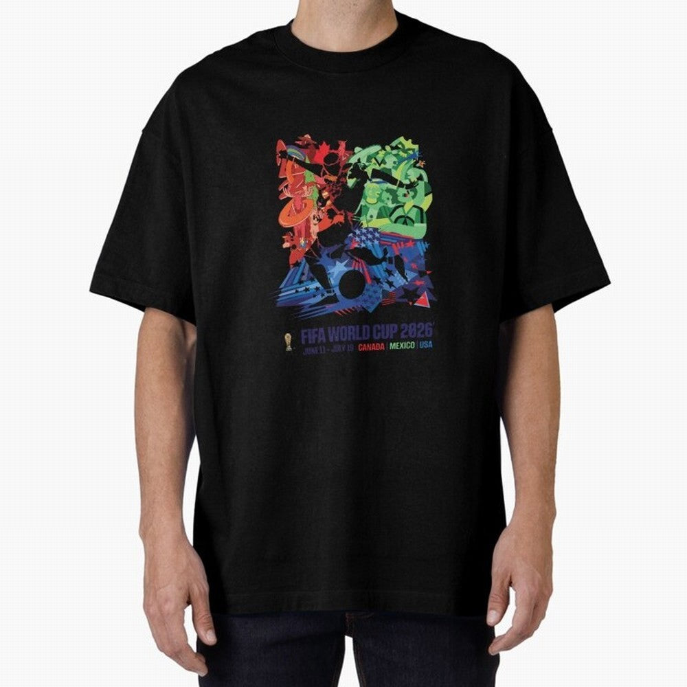 Host Nations Cultural Splash Art Oversized T-Shirt Elevate Match Day Hype around FIFA World Cup 2026, Cristiano Ronaldo, Argentina and Brazil, Stadium Memories, Football Loyalty, International Chants and Championship Tradition; Created for Match