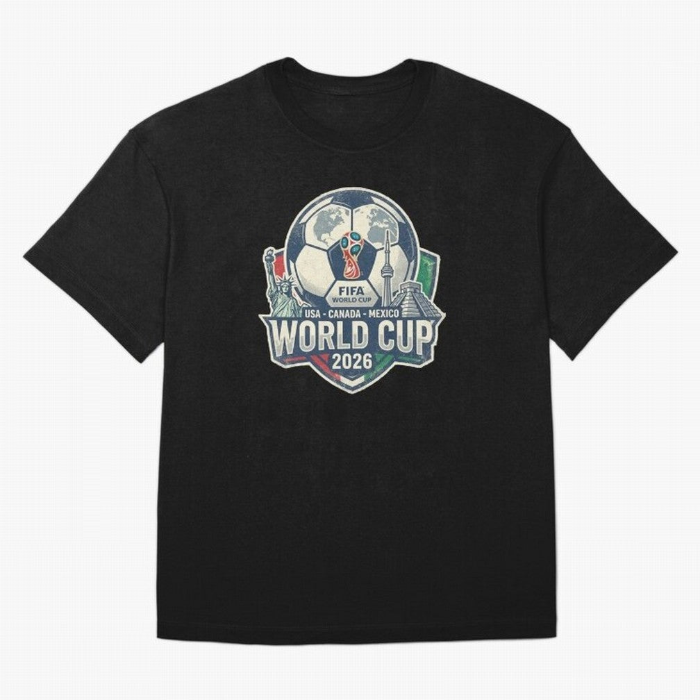 North America United Soccer 2026 Vintage Crest Oversized T-Shirt Fuel Global Football Passion for FIFA World Cup 2026 Group Stage, Centered on Neymar, Haaland and Cristiano Ronaldo, Brazil, Championship Spirit, Famous Goals, Roaring Crowds and