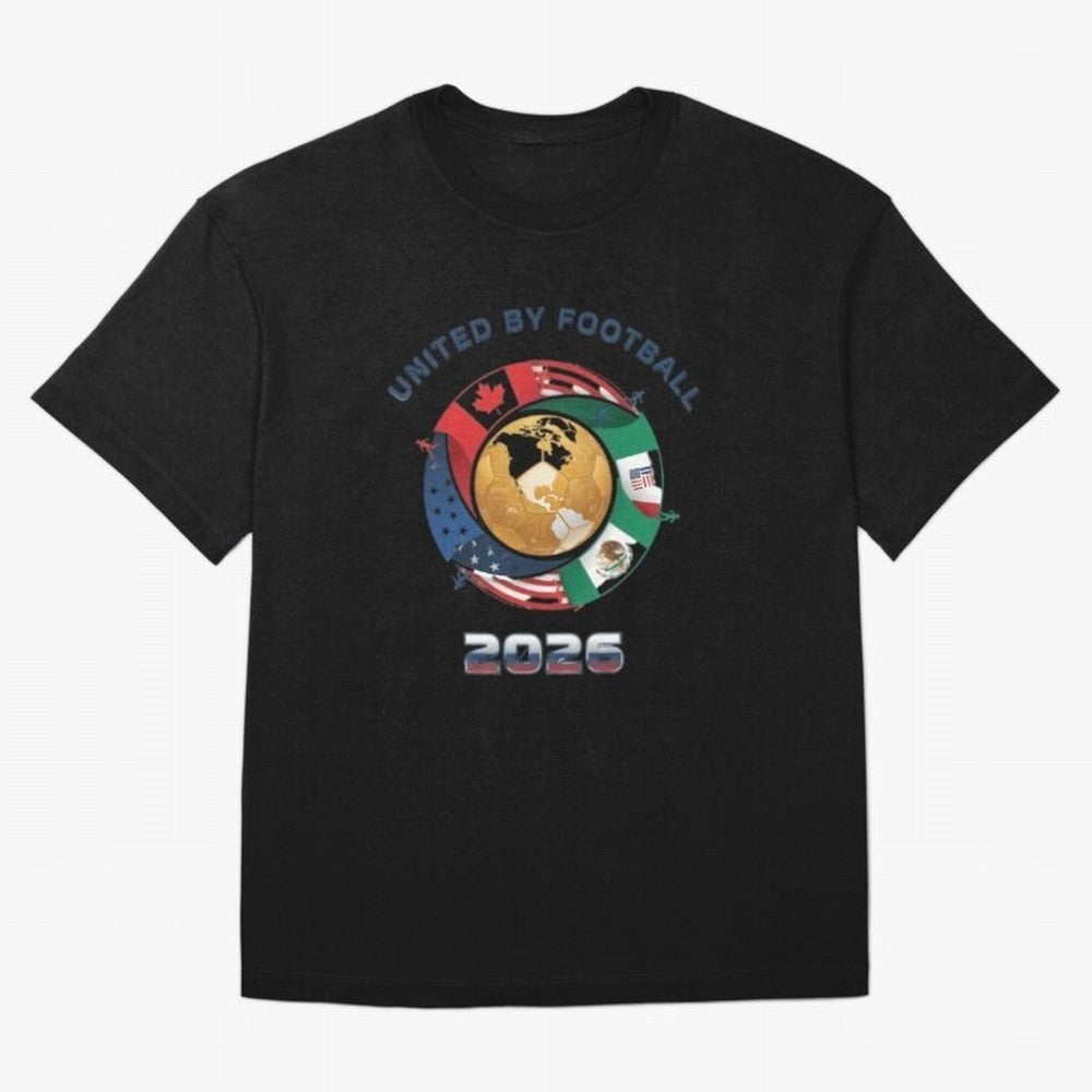 United By Football 2026 Oversized T-Shirt Bring Supporter Culture to Match Day Hype around FIFA World Cup 2026 USA Canada Mexico, Haaland and Mbappe, England, Worldwide Fan Energy, Dramatic Goals, Stadium Lights and Championship Celebrations; Great