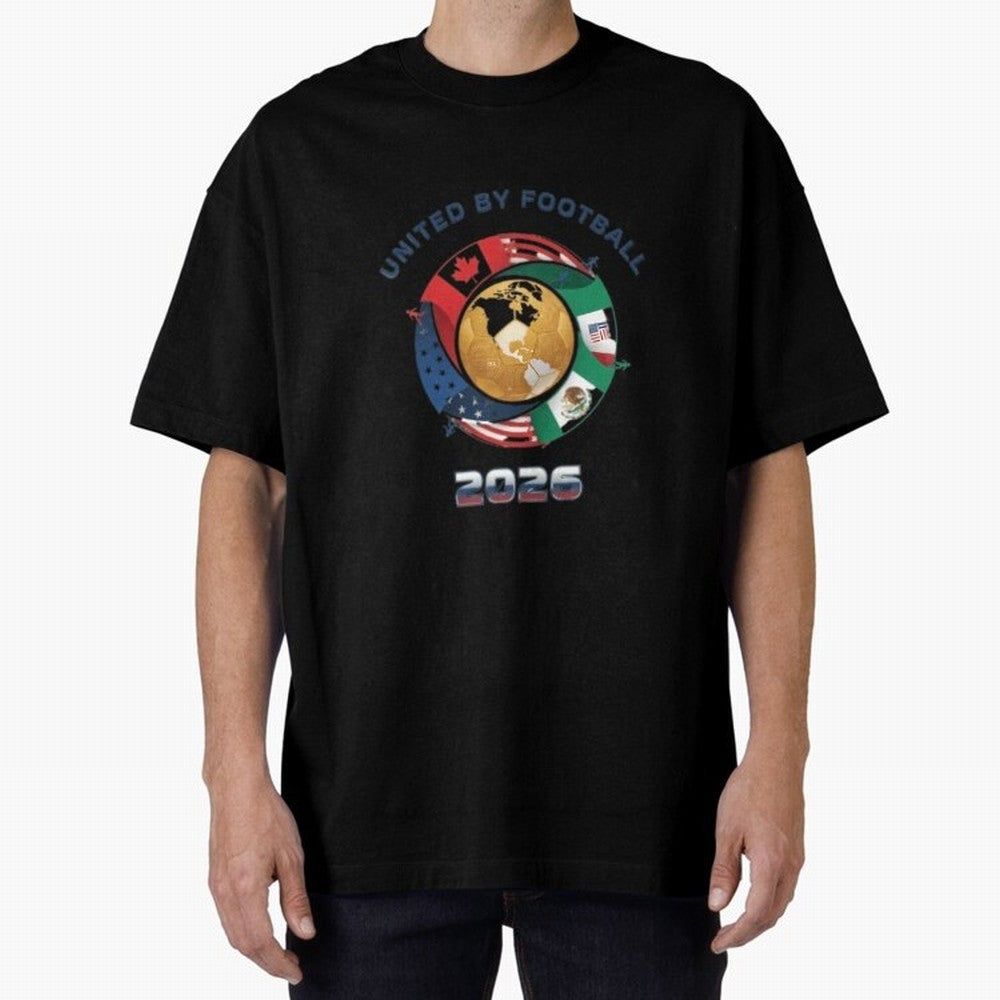 United By Football 2026 Oversized T-Shirt Celebrate Football Dreams Across FIFA World Cup 2026 Group Stage for Fans of Haaland and Mbappe and Brazil, Portugal and Argentina, Bringing Global Supporter Spirit, Legendary Goals, National Colors and