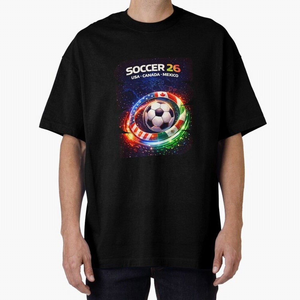 North America Soccer 2026 Soccer 26 Usa Canada Mexico Fan United 2026 Soccer Oversized T-Shirt Join Supporters Worldwide for FIFA World Cup 2026 Spirit, Driven by Brazil, Portugal and Argentina, CR7 and Messi, Game Day Rituals, Football Legends,