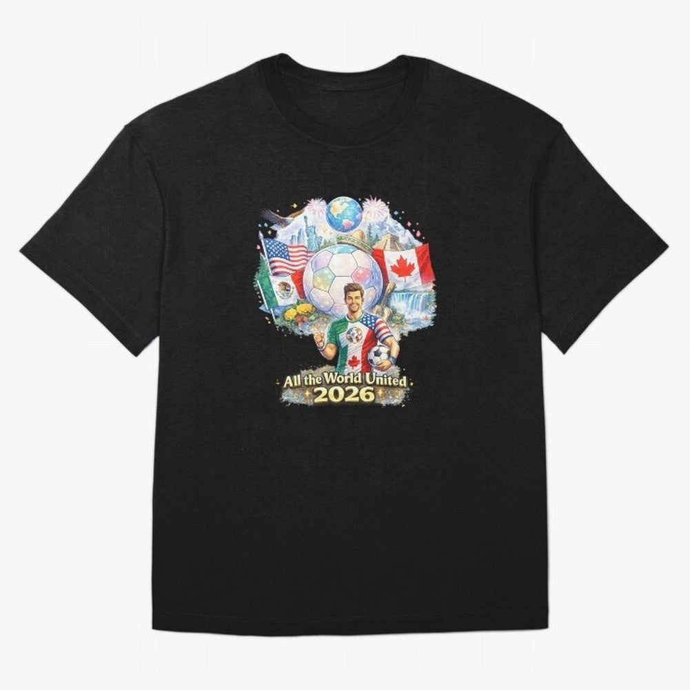 All The World United 2026 Football Design Oversized T-Shirt Celebrate Golden Goal Energy in FIFA World Cup 2026 Group Stage for Fans of Cristiano Ronaldo, Haaland and CR7 and England, Bringing Match Day Excitement, Supporter Culture, Golden Goals