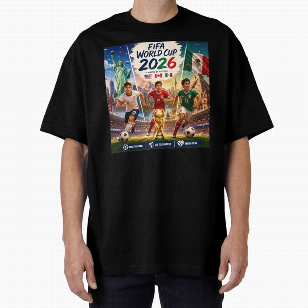 United by Football 2026 #football 2026 Oversized T-Shirt Bring Trophy Dreams to Match Day Hype around FIFA World Cup 2026, Messi and Cristiano Ronaldo, France and Portugal, Vintage Soccer Flavor, Modern Football Stars, National Flags and Final