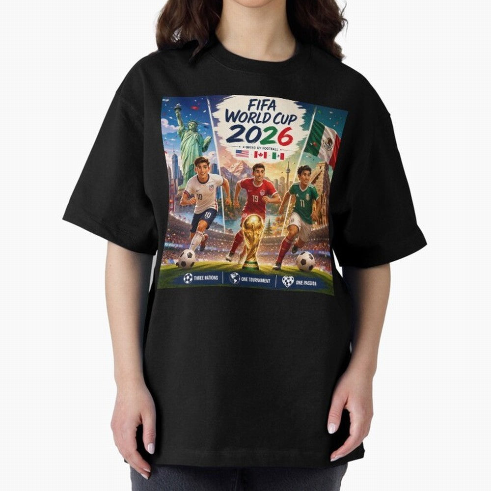United by Football 2026 #football 2026 Oversized T-Shirt Bring Trophy Dreams to Match Day Hype around FIFA World Cup 2026, Messi and Cristiano Ronaldo, France and Portugal, Vintage Soccer Flavor, Modern Football Stars, National Flags and Final