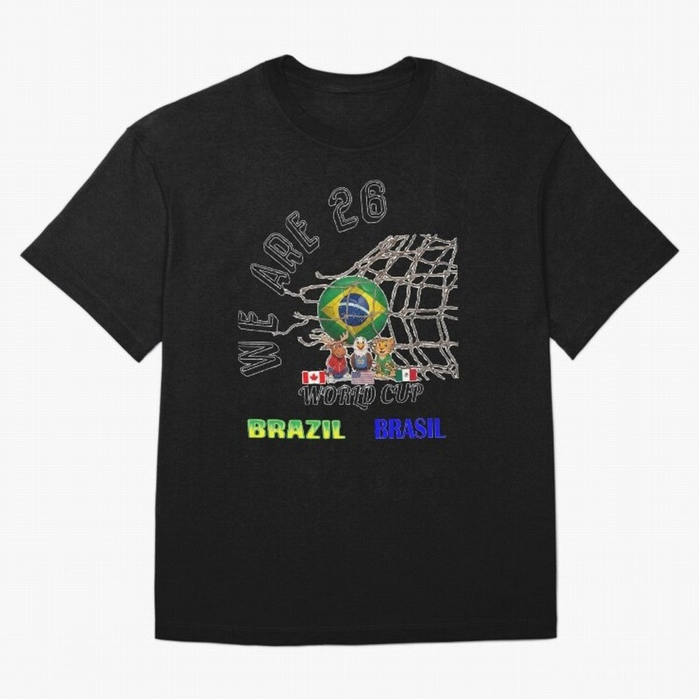 World Cup 26 - Brazil Oversized T-Shirt Upgrade FIFA World Cup 2026 Spirit, Featuring Germany, Haaland and Mbappe, Stadium Chants, National Pride, Trophy Dreams and Unforgettable Football Memories; Great for Watch Parties, Sports Bars, Family
